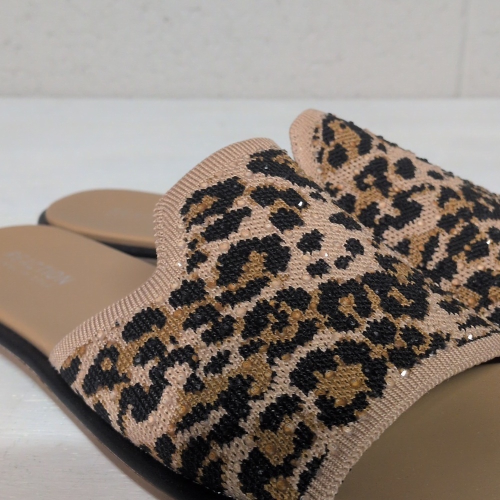 Kenneth Cole Reaction Women's Warmth Slide Flat Leopard Knit Sandal Size 9 NWOT - Picture 3 of 7